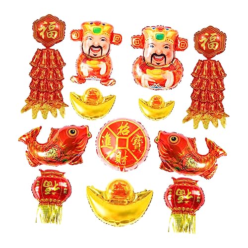 VANZACK 12Stücke Neujahrsballons Im Chinesischen Stil Festliche Dekoration Für Jahr Des Büffels Aluminiumfolie Verschiedene Designs Partydeko Für Feiern von VANZACK