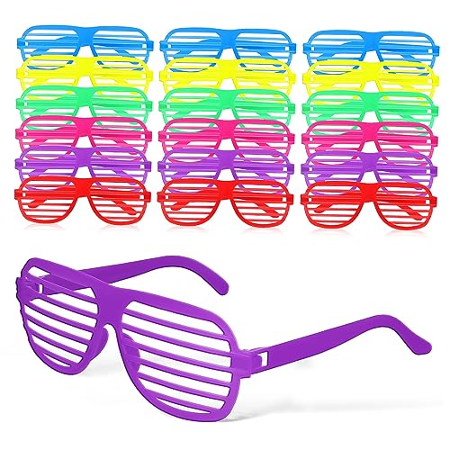 VANZACK 18Stücke Neon Shutterbrillen für Erwachsene Festivalbrillen Party Dekoration Gastgeschenke UV Wiederverwendbar für Karneval Veranstaltungen von VANZACK