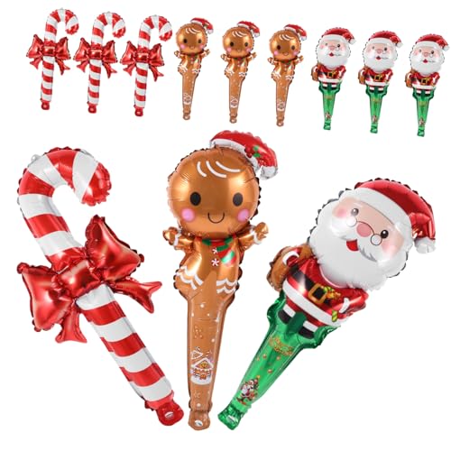 VANZACK 1Satz Weihnachts Luftballons Teilig Kreative Aluminiumfolie Weihnachtsmann Lebkuchenmann und Zuckerstangen für Festliche Partydekoration Langlebig und Sicher von VANZACK
