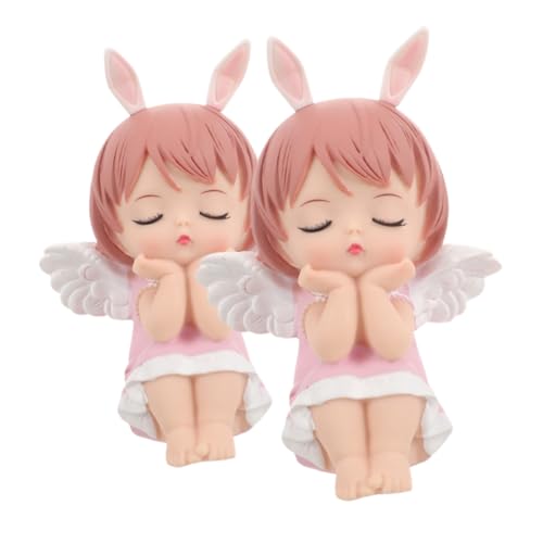 VANZACK 2 Stück Teiliges Cake Topper Mädchen mit Flügeln Niedliche Tortendeko für Kindergeburtstag Vielseitige Partydekoration Multifunktionale Engel Figur für Kuchen und Tischdeko von VANZACK