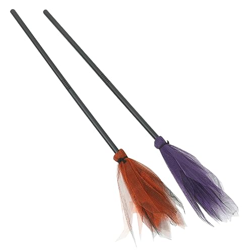 VANZACK 2 Stück Teiliges Halloween Hexenbesen mit Abnehmbarem Griff Stabile Cosplay Requisite für Strapazierfähiger für Kostümparty und Bühnenauftritte und Orange von VANZACK