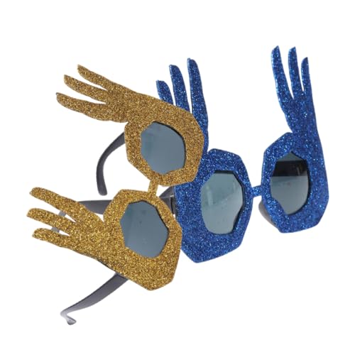 VANZACK 2 Stück Witzige Ok Sonnenbrille Gold Blau Leichte Partybrille für Erwachsene Karneval Fasching Karneval Zubehör für Verrückte Partys von VANZACK