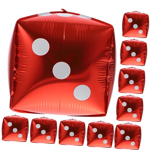 VANZACK 20 Stück Würfel Folienballons Thema Party Deko für Geburtstagsfeiern und Festivals Runde Metallische Heliumballons Rot für Unvergessliche von VANZACK