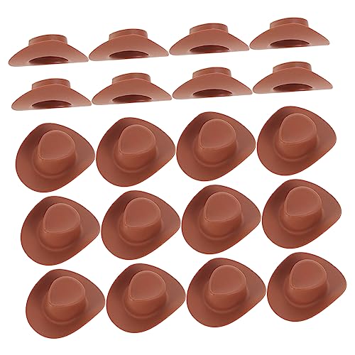 VANZACK 20Stücke Cowboyhüte Aus Plastik Winzige Puppenhüte Für DIY Bastelprojekte Miniaturhausdekoration Und Braune Cowboyhüte Für Kreative Projekte von VANZACK