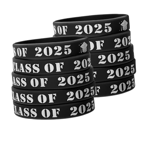 VANZACK 25 Stück Teiliges Silikonarmband Class Of Langlebige Dehnbare Abschluss Armbänder für Schulabschlussfeiern Symbolische Party Accessoires Sichere und Vielseitige Event Dekoration von VANZACK