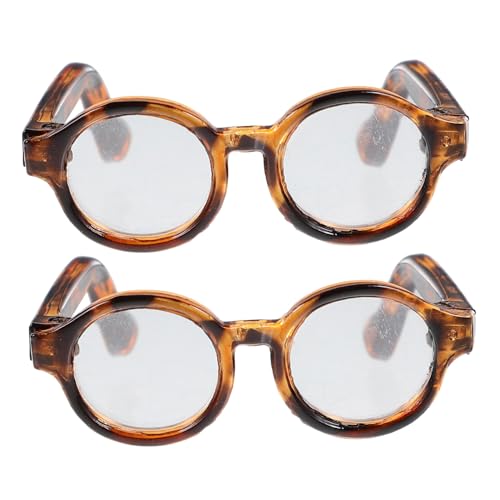 VANZACK 2Paare Brillen Für Puppen Dekorative Puppenaccessoires Augenfällige Sonnenbrillen Für Puppen Perfektes Zubehör Für Puppenhaus Und Leopardendesign Linsen von VANZACK