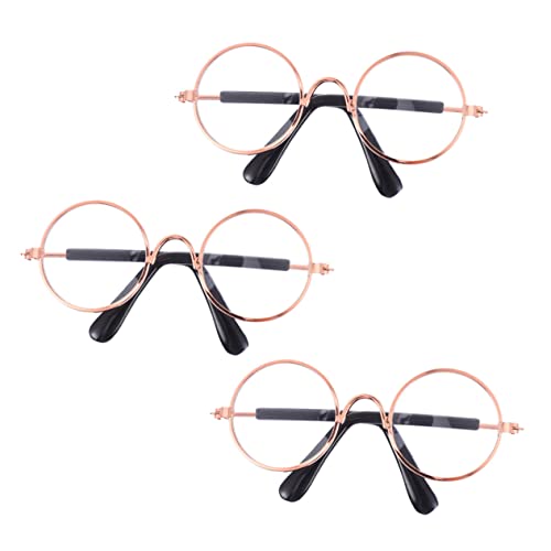 VANZACK 2Stücke Mini Puppen Kreisförmige Für Puppen Brille Als Requisite Für Puppenoutfits Goldrahmen Transparent von VANZACK