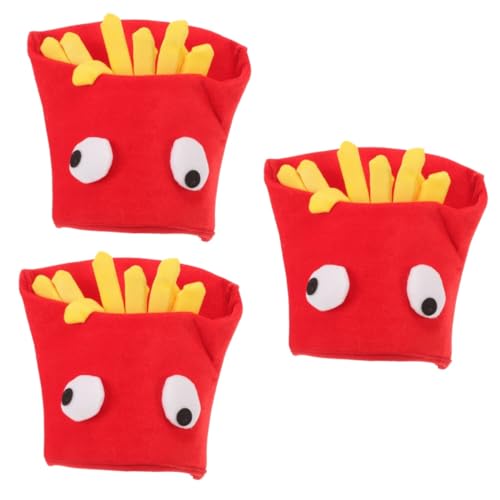 VANZACK 3 Stck. Lustiger Pommes Frites Hut Kostüm Partyhut für Erwachsene und Halloween Karneval Verkleidung Fotorequisite Festliche Kopfbedeckung von VANZACK