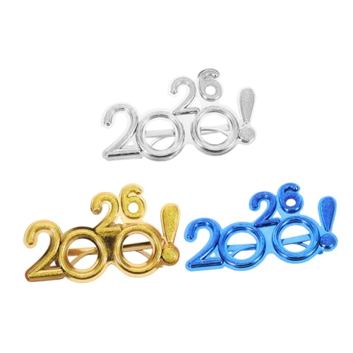 VANZACK 3 Stück Teiliges Silvesterbrillen mit Glitzereffekt Leichtes Kunststoff-partyzubehör Auffällige Novelty-brillen mit Ausrufezeichen Dekoration für Neujahrsfeier Fotorequisiten von VANZACK