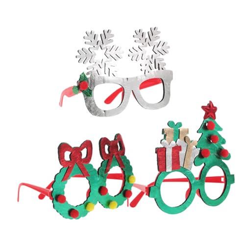 VANZACK 3 Teilige Weihnachtsparty Brille Weihnachtsbrille Urlaubsbrillenrahmen Partybrillen Brillenrahmen Urlaubsbrillen Silvesterbrillen Neujahrsrequisiten Bronzing Tuch von VANZACK