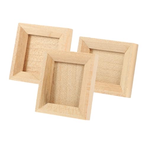 VANZACK 3Stücke Holz Bilderrahmen Für Puppenhaus Dekoration DIY Fotorahmen Mini Bilderrahmen Für Fotos Kleines Modell Für Puppenhaus Innenausstattung von VANZACK