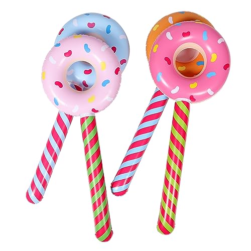 VANZACK 4 Stück Aufblasbare Donut Lollipop Sticks Leichtes PVC Material Langlebig und Dicht für Kindergeburtstag Pool Party Dekoration und Spielspaß von VANZACK