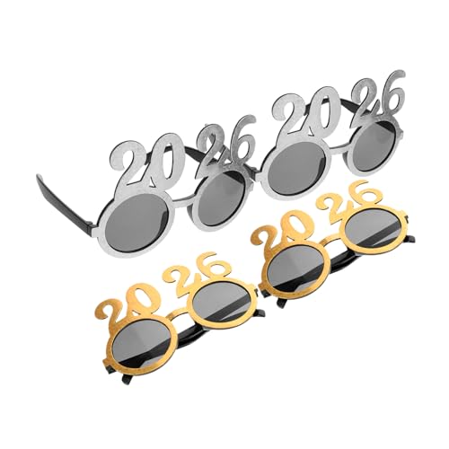 VANZACK 4 Stück Partybrillen mit Trendigen Runden Gläsern Glitzerndes Neujahrs Accessoire für Silvester Leichte Kunststoffrahmen für Foto Requisiten und Festliche Weihnachtsfeiern VANZACK 4 Stück Partybrillen mit Trendigen Runden Gläsern Glitzerndes Neujahrs Accessoire für Silvester Leichte Kunststoffrahmen für Foto Requisiten und Festliche Weihnachtsfeiern von VANZACK