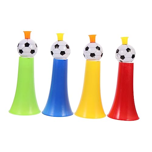 VANZACK 4 Stück Teiliges Fußball aus Robustem Kunststoff Dreiteiliges Ausziehbares Party Horn für Fans und Bunte Fanfare für Fußballspiele und Sportveranstaltungen von VANZACK