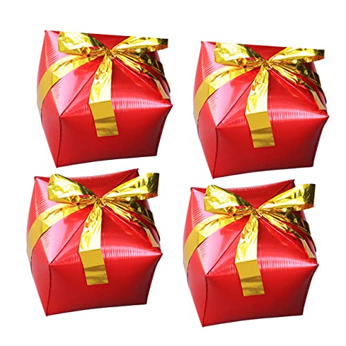 VANZACK 4 Stück Teiliges Geschenkbox Folienballon mit Farbiger Schleife Aluminium Deko für Weihnachten Party und Festliche Anlässe Luftballons für Fotohintergrund und VANZACK 4 Stück Teiliges Geschenkbox Folienballon mit Farbiger Schleife Aluminium Deko für Weihnachten Party und Festliche Anlässe Luftballons für Fotohintergrund und von VANZACK