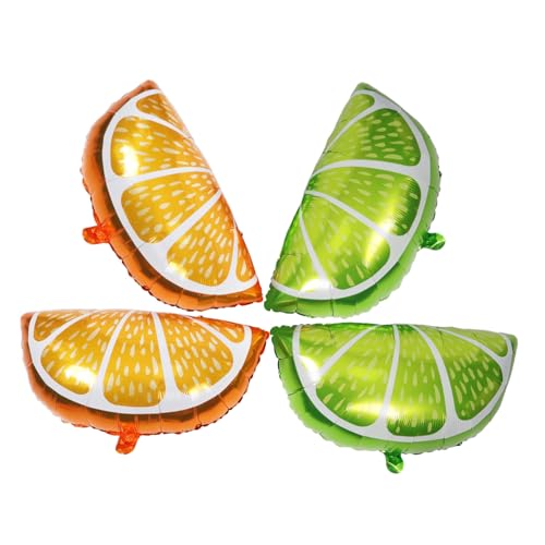 VANZACK 4 Stück Teiliges Obst Motiv Folienballon Große Orangen und Zitronen Ballons Tropische Partydekoration für Geburtstage Hawaii Feiern Fotofreundliche Aluminiumfolienballons von VANZACK