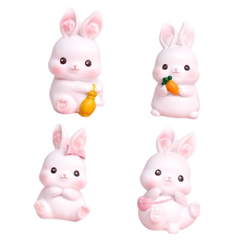 VANZACK 4Stücke Entzückende Kaninchenfiguren Für Autodekoration Und Kuchenverzierungen Kreative Deko Für Kindergeburtstage Niedlichem Regenbogen Design Und Tiermotiv von VANZACK