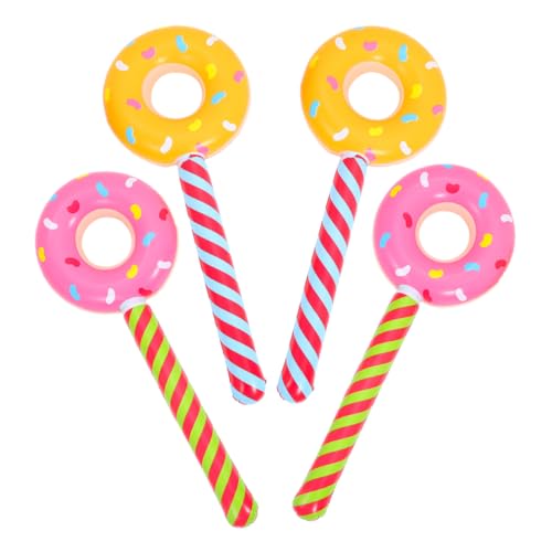 VANZACK 4pcs Pvc Aufblasbare Donutballons Für Kinder Lollipop Sticks Geburtstagsfeier Dekorationen Candyland Thema Donut Für Innen- Und Außengebrauch von VANZACK