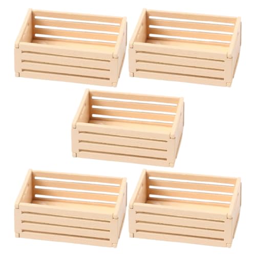 VANZACK 5 Stück Mini-holzkisten Fürs Puppenhaus, Süße Aufbewahrungskörbe für Miniatur-essen Und Getränke, Holzkisten Zur Präsentation Und Dekoration VANZACK 5 Stück Mini-holzkisten Fürs Puppenhaus, Süße Aufbewahrungskörbe für Miniatur-essen Und Getränke, Holzkisten Zur Präsentation Und Dekoration von VANZACK