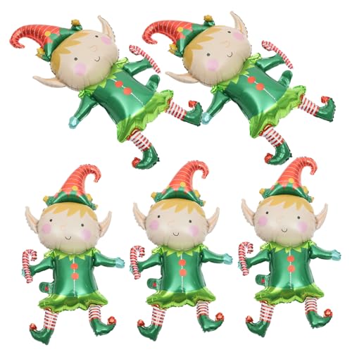 VANZACK 5 Stück Teiliges Weihnachts Elfen Folienballons aus Aluminiumfolie Langlebige Party Dekoration mit Leuchtenden Farben Reißfest für Festliche Weihnachtsfeier und Raumgestaltung von VANZACK