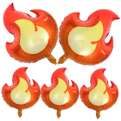 VANZACK 5Stücke Flammenballons Aluminium Folienballons Für Feuerwehrmann Geburtstagsparty Flammendekorationen Für Kinderfeiern Partydekorationen Für Feuerwehrleute von VANZACK