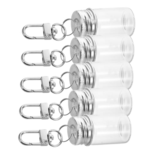 VANZACK 5pcs Mini Glasflasche Schlüsselbund DIY Wunsch Drifting Flasche Kleine Glasflaschen Schlüsselbund Transparent Winzige Glasflaschen Für Parfümschmuck von VANZACK