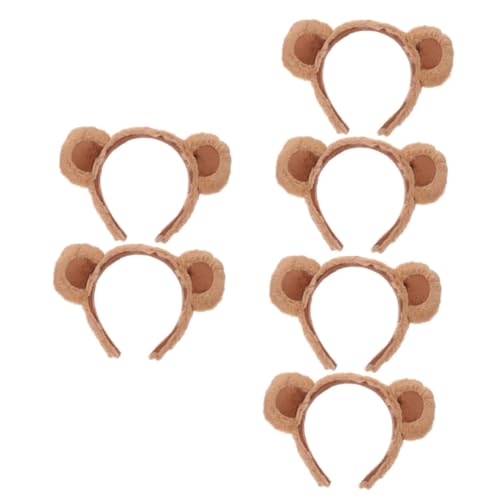 VANZACK 6 Stück Niedliches Teiliges Bärenohren Haarreif Weiches Bequemes Stirnband mit Bärendesign Dekoratives Party Accessoire Vielseitig Tragbar zum Waschen Schminken und Cosplay von VANZACK