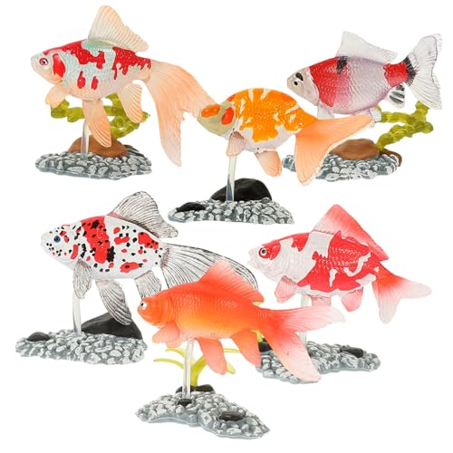 VANZACK 6 Stück Teiliges Set Dekorative Goldfischfiguren aus Robustem Lustige Tischdeko für Partys Heimdekoration Sicher und Langlebig von VANZACK