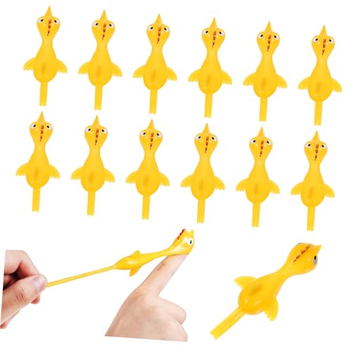 VANZACK 60 Stück Teiliges Finger Flugspielzeug Gummi Hühner Dehnbare Fliegende Truthahn Spaßspielzeuge für Party Favors Lustige Stressabbau Gadgets für Zuhause und Feiern von VANZACK