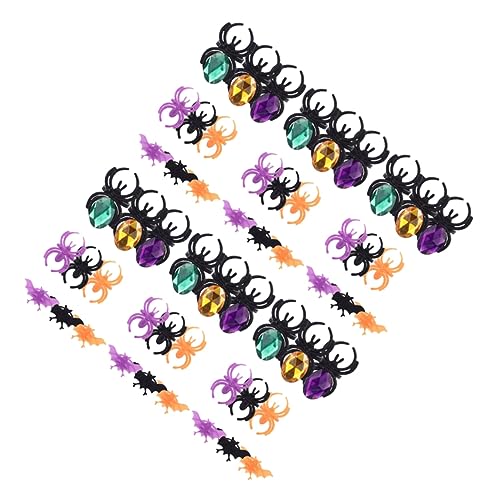 VANZACK 60 Stück Teiliges Halloween Finger Dekorationsset mit Spinnen und Fledermaus Bunte Kunststoffringe im Offenen Design Bequem Tragbar für Teens und Erwachsene für Party und Kostüm VANZACK 60 Stück Teiliges Halloween Finger Dekorationsset mit Spinnen und Fledermaus Bunte Kunststoffringe im Offenen Design Bequem Tragbar für Teens und Erwachsene für Party und Kostüm von VANZACK