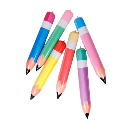 VANZACK 6Stücke Aufblasbare Jumbo Bleistift Spielzeuge Dekoration für Klassenzimmer Große Bleistift Requisiten Verschiedenen Farben Langlebig und Partys von VANZACK