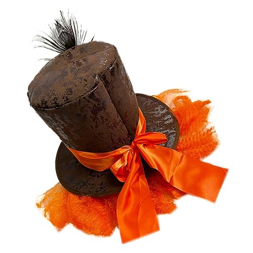 VANZACK Karneval Party Hut mit Pfauenfedern Oranger Cosplay Perückenhut für Dekorativer Magierhut als Kostüm Requisite für Faschings und Themenpartys von VANZACK