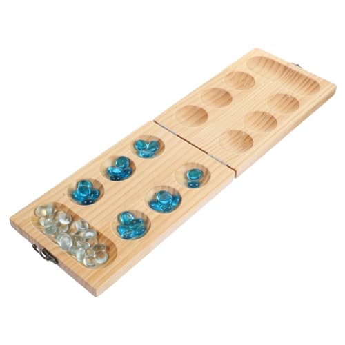 VANZACK Klappbares Holz Mancala Spielset mit Farbigen Glasperlen Edukatives Denkspiel für Erwachsene Fördert Logisches Denken Leicht und Sicher Familienspiel Zufällige von VANZACK