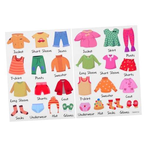 VANZACK Kleidung Aufbewahrung Etiketten PVC Aufkleber für Babyzimmer mit Niedlichen Mustern Selbstklebend Klare Vielseitig Einsetzbar zur Einfachen Kleidungsklassifizierung und von VANZACK
