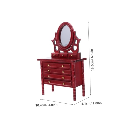 VANZACK Maßstab Vintage Holz Kommode Praktischer Puppenhaus Schreibtisch für Mädchen Elegantes Schlafzimmer Möbel Zubehör von VANZACK