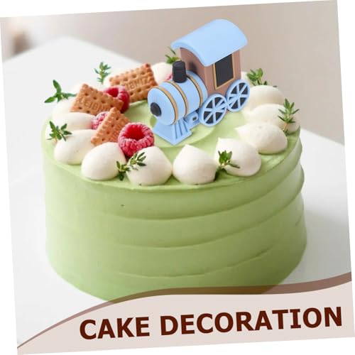 VANZACK PVC Kuchenfigur Eisenbahn Tortendeko Cartoon Zug Kuchenaufsatz für Jungen Geburtstagsfeier Party Supplies Bunte Detailreiche Miniatur Deko Sofort Einsatzbereit von VANZACK