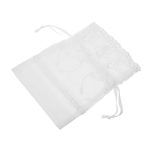 VANZACK Schmuckbeutel mit Kordelzug Weißer Organza mit Spitzenrand für Schmuckverpackung Kunsthandwerk Festivals Besondere Anlässe von VANZACK
