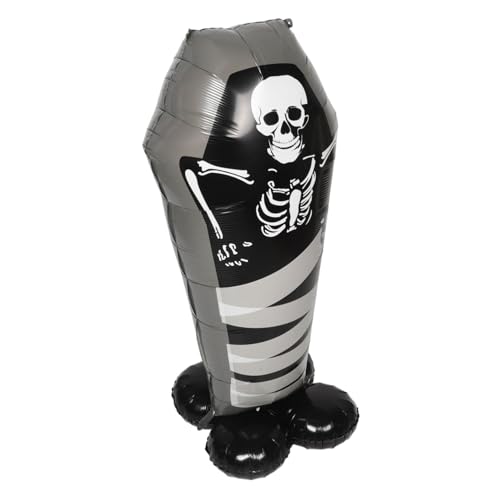 VANZACK Halloween Luftballon Deko Stehender Skull Coffin Folienballon Für Gruselige Partys Spooky Atmosphäre Für Innen Und Außen Für Halloween Dekorationen von VANZACK