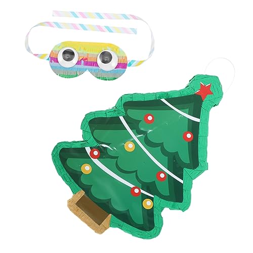 VANZACK Traditionelle Weihnachtsbaum Pinata aus Papier Leicht und Robust Augenbinde als Partydekoration und Beschäftigung für Weihnachtsfeiern Teiliges von VANZACK