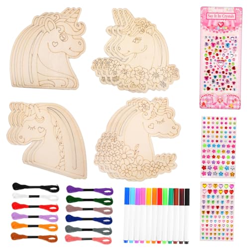 VANZACK Unicorn Bastelset Holz zum Bemalen Holzfiguren Einhorn DIY Malset Vielseitig Holz dekorationen Geschenkideen für Kreative Holzmalerei VANZACK Unicorn Bastelset Holz zum Bemalen Holzfiguren Einhorn DIY Malset Vielseitig Holz dekorationen Geschenkideen für Kreative Holzmalerei von VANZACK