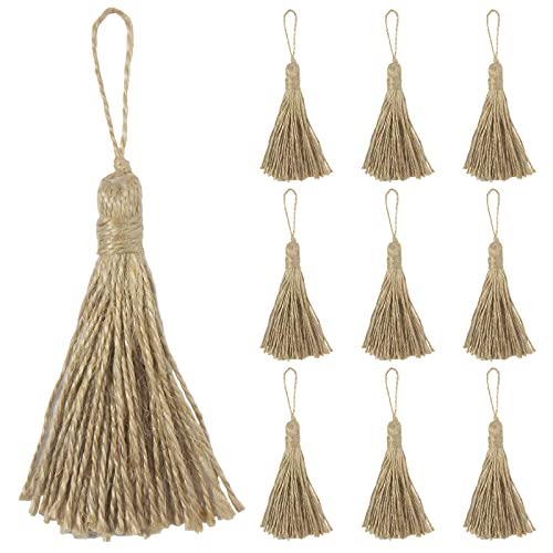 VAPKER 20 Stück Naturfarbene Juteseil Quasten Mini-Quaste mit Schlaufe für DIY Handwerk Dekoration, Hochzeit, formelle Veranstaltungen von VAPKER