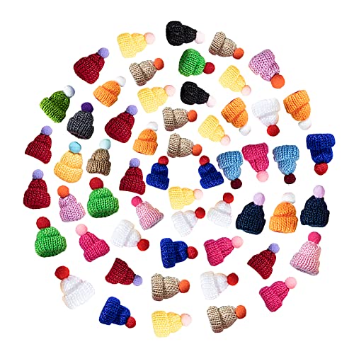 VAPKER Mini-Strickmützen, Wollgarn, Mini-Oberhüte, Puppenhut, Mini-Wollmütze für Weihnachten, Basteln, kleines Stricken, Haar-Accessoires, DIY, Kunst, Handwerk, 40 Stück von VAPKER