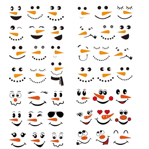 VARACL 48 x Schneemann-Gesichts-Aufkleber, wasserdicht, Schneemann-Gesichtsaufkleber für Weihnachtsdekorationen, Vinyl-Weihnachtsdekorationen für Kugel, Ornament, Wasserflaschen, Fenster, Wand VARACL 48 x Schneemann-Gesichts-Aufkleber, wasserdicht, Schneemann-Gesichtsaufkleber für Weihnachtsdekorationen, Vinyl-Weihnachtsdekorationen für Kugel, Ornament, Wasserflaschen, Fenster, Wand von VARACL