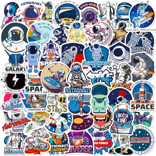 VARACL 50 Stück Weltraum-Aufkleber für Kinder, Astronauten-Aufkleber für Weltraum-Mottoparty-Dekorationen, coole NASA-wasserdichte Vinyl-Aufkleber für Wasserflaschen, Laptop, Skateboard, Aufkleber für VARACL 50 Stück Weltraum-Aufkleber für Kinder, Astronauten-Aufkleber für Weltraum-Mottoparty-Dekorationen, coole NASA-wasserdichte Vinyl-Aufkleber für Wasserflaschen, Laptop, Skateboard, Aufkleber für von VARACL
