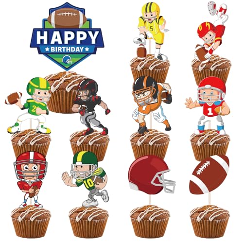 VARACL Cupcake-Topper, Rugbyball-Aufsätze, American Football-Zahnstocher, Lebensmitteldekorationen für Fußball-Party, Geburtstagsparty, Fußball, Sport, Partyzubehör, 22 Stück VARACL Cupcake-Topper, Rugbyball-Aufsätze, American Football-Zahnstocher, Lebensmitteldekorationen für Fußball-Party, Geburtstagsparty, Fußball, Sport, Partyzubehör, 22 Stück von VARACL