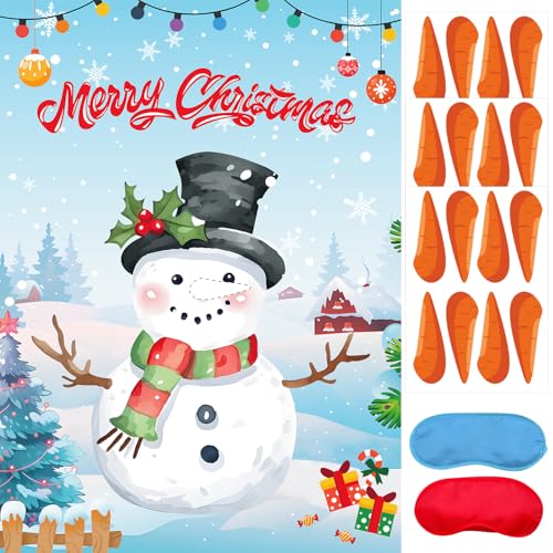 VARACL Frohe Weihnachten Partyspiel, Pin The Nose On The Snowman, Winter Snowman Party Games with 24PCS Nose Stickers Pin The Tail Christmas Games Classroom School Activities Family Party Supplies VARACL Frohe Weihnachten Partyspiel, Pin The Nose On The Snowman, Winter Snowman Party Games with 24PCS Nose Stickers Pin The Tail Christmas Games Classroom School Activities Family Party Supplies von VARACL