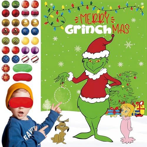 VARACL Weihnachts-Party-Spiel, Pin The Ball On The Grich Partyzubehör, Grich Weihnachtsgeschenke, Grich Poster Spiel Xmas Aktivitäten, Familienparty-Spiel für Kinder, Grich VARACL Weihnachts-Party-Spiel, Pin The Ball On The Grich Partyzubehör, Grich Weihnachtsgeschenke, Grich Poster Spiel Xmas Aktivitäten, Familienparty-Spiel für Kinder, Grich von VARACL