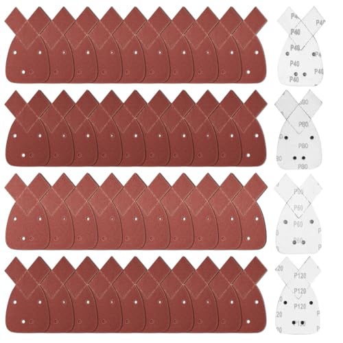 40 STK für Black und Decker Mouse Schleifpapier, Körnung 40/60/80/120 Maus Detail Schleifblätter, Detailschleifer, Klett-Schleifdreiecke, Schleifpads, Dreieckschleifer von VARHHUXHA
