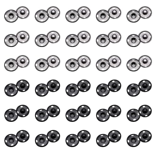 VARKAGE 30 Sets Druckknöpfe aus schwarzem Messingmetall 25 mm Druckknopf Metall Druckknöpfe Zum Annähen für Handtasche, Kleidung, Geldbeutel, Hüte Nähreparatur und Handwerk DIY von VARKAGE