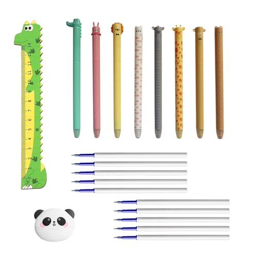 VARKAGE 8 Stück Radierbarer Kugelschreiber, 10 Stück Minen 0.5 Mm Cartoon Gelstifte Radierbar, Tintenroller Radierbar mit Radiergummi und Lineal VARKAGE 8 Stück Radierbarer Kugelschreiber, 10 Stück Minen 0.5 Mm Cartoon Gelstifte Radierbar, Tintenroller Radierbar mit Radiergummi und Lineal von VARKAGE